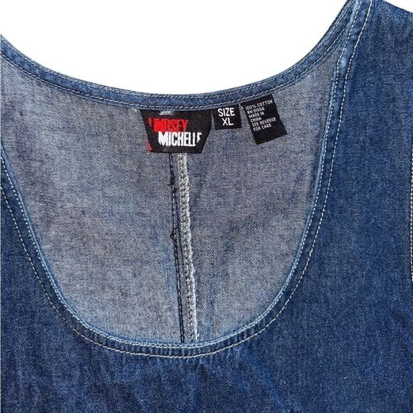 Lindsey Michelle Vintage Blue Denim American Flag Jumper Dress Cotton Size XL - Picture 5 of 6